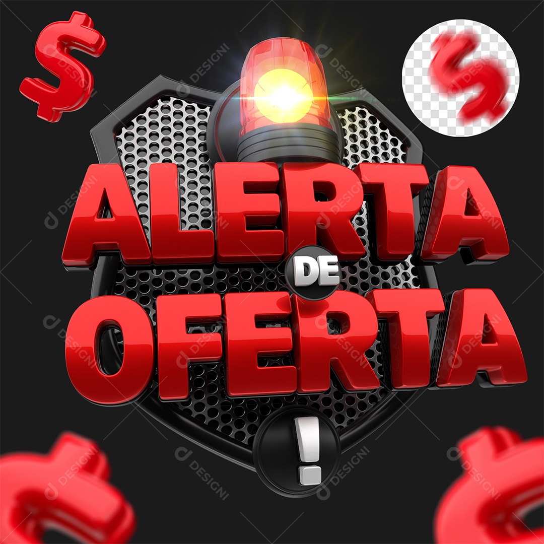 Alerta de Oferta Selo 3D Vermelho para Composição PSD