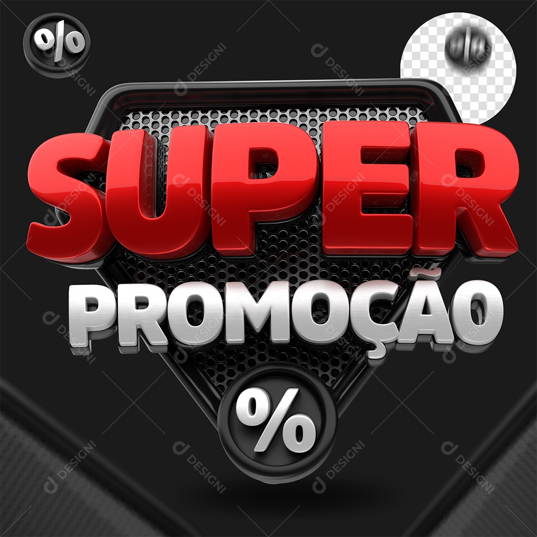 Super Promoção Selo 3D Vermelho e Branco para Composição PSD