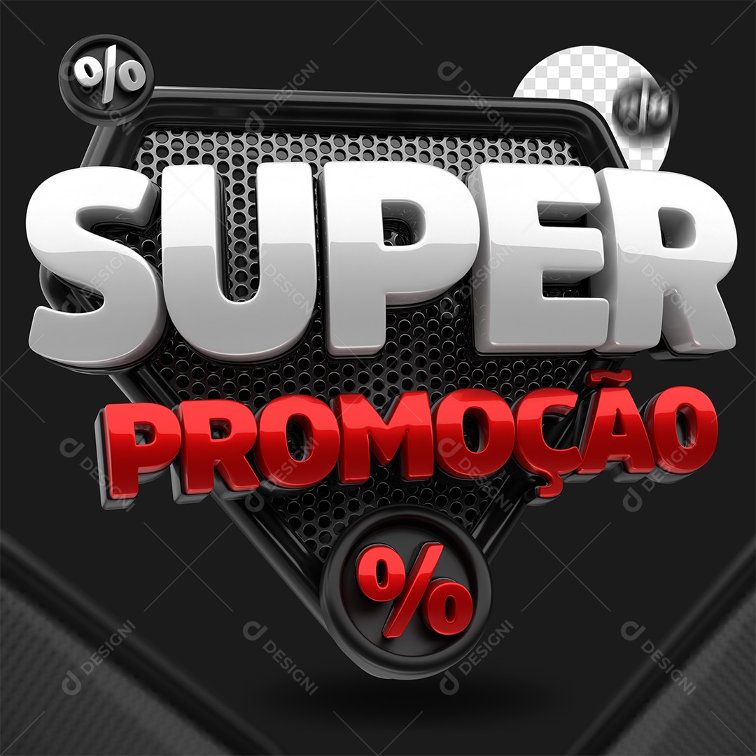 Super Promoção Selo 3D Branco e Vermelho para Composição PSD