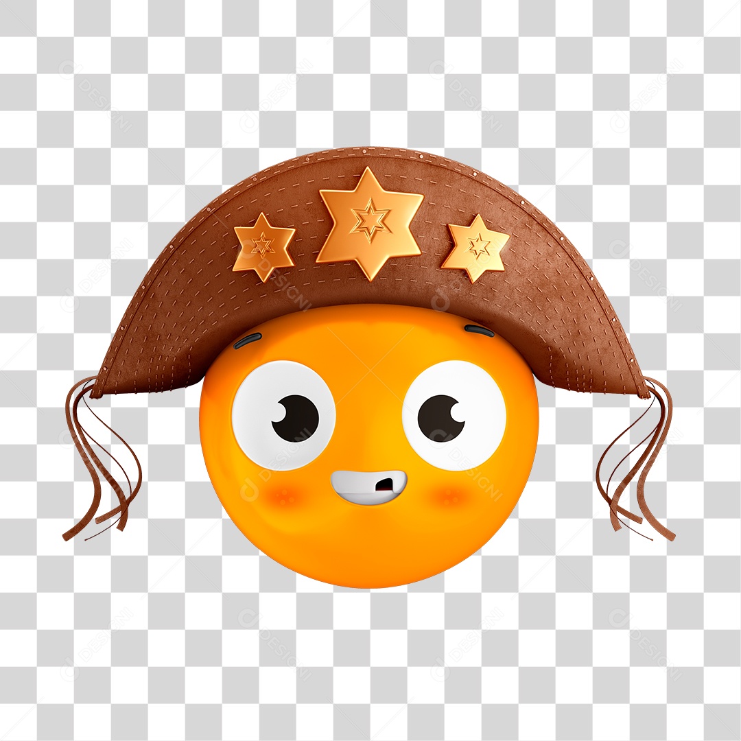Emoji 3D Cangaceiro Reação Fofura Festa Junina São João Com Fundo Transparente