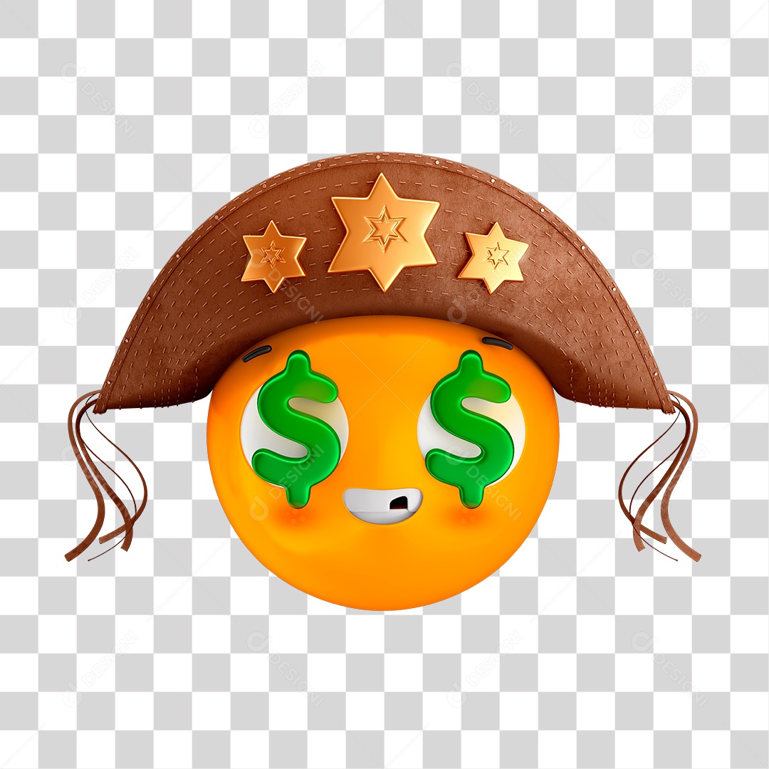 Emoji 3D Cangaceiro Reação Riqueza Festa Junina São João Com Fundo Transparente