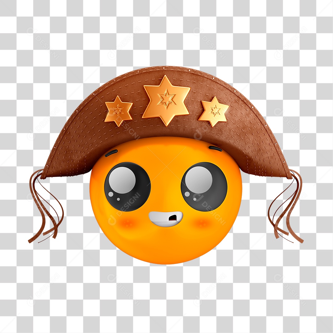 Emoji 3D Cangaceiro Reação Alegre Festa Junina São João Com Fundo Transparente