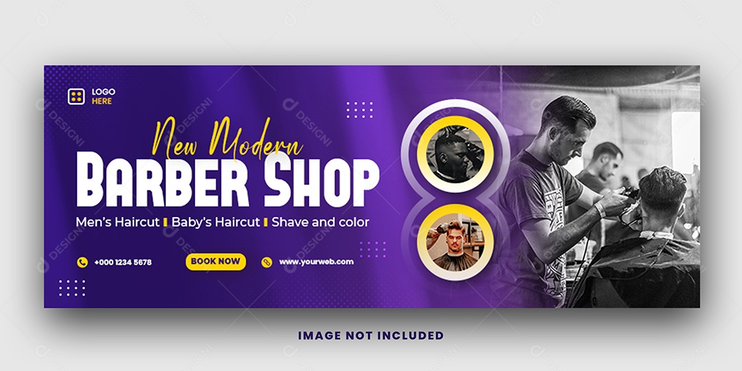 Banner Barbearia Profissional Social Media PSD Editável