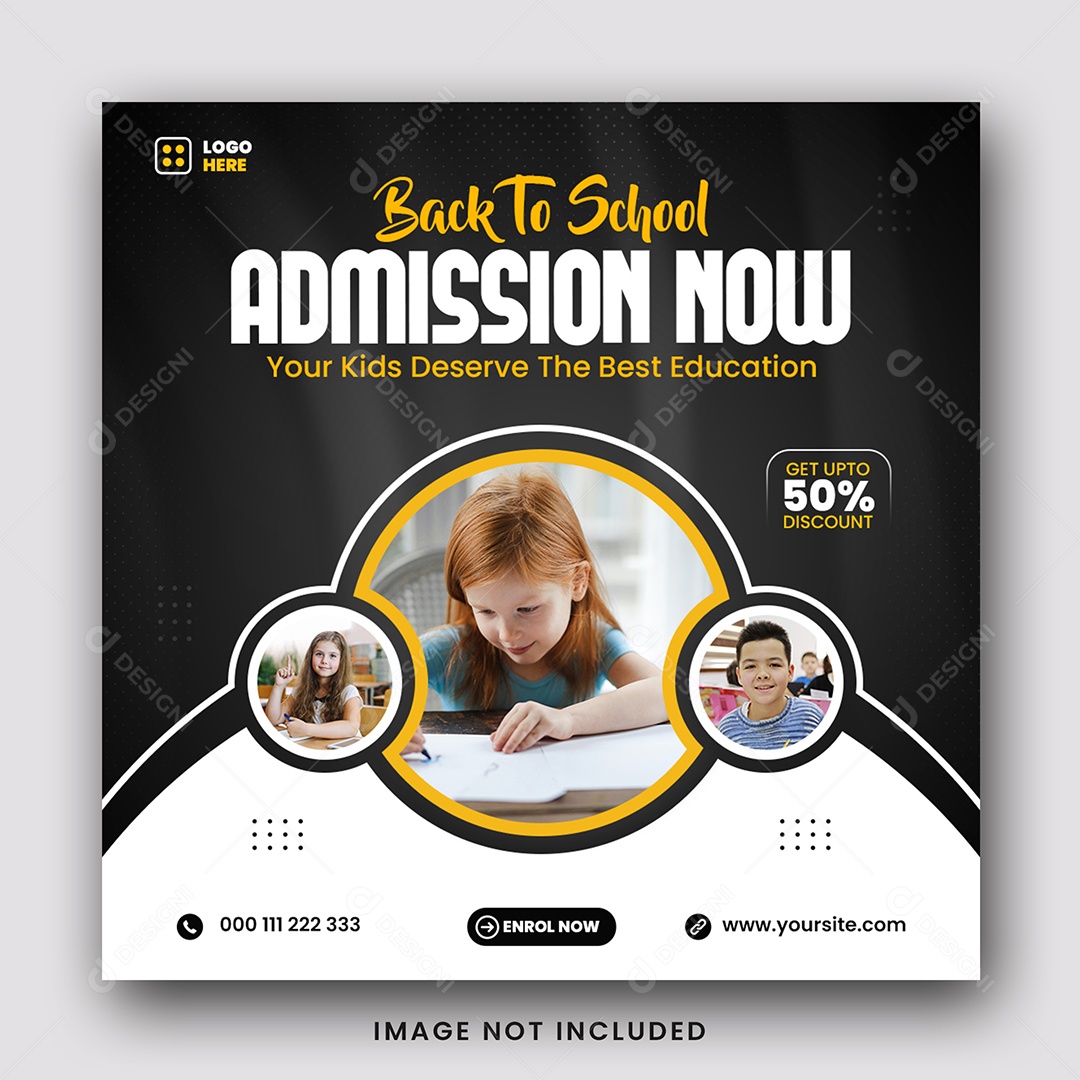 Escola de Admissão Social Media PSD Editável