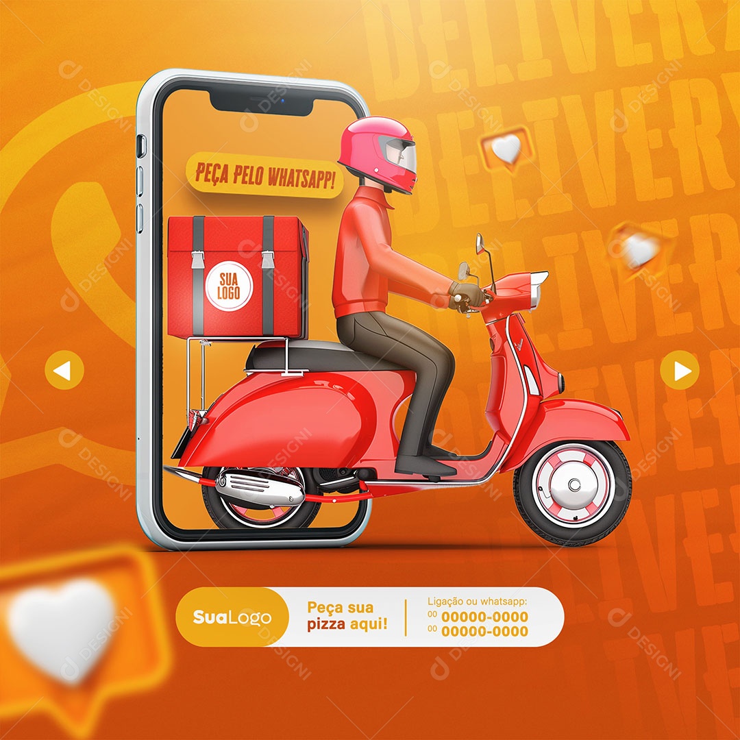 Feed Peça Pelo Whatsapp Social Media PSD Editável