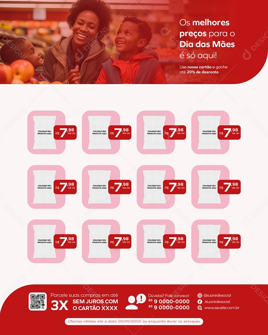 Use nosso Cartão e Ganhe Desconto no Dia das Mães Social Media PSD Editável