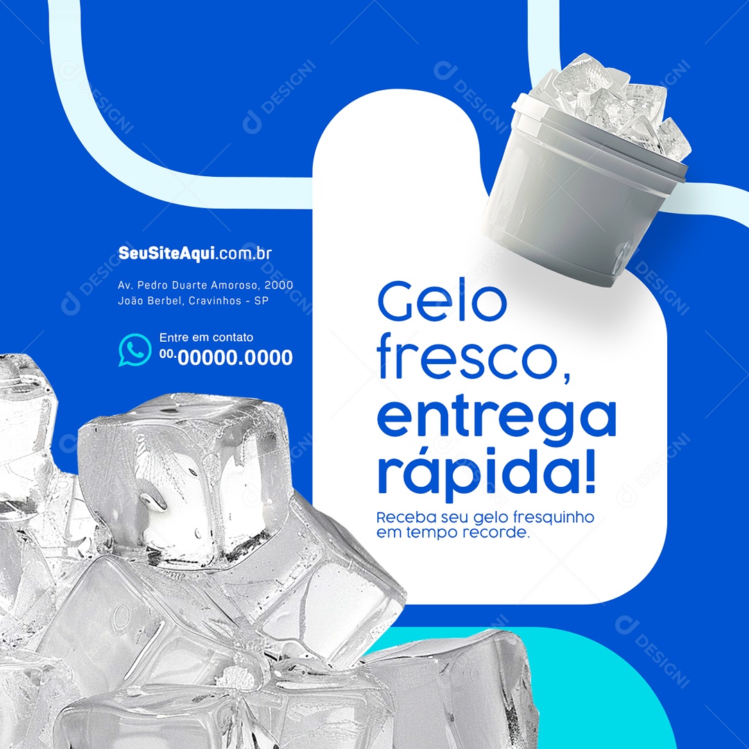 Loja de Gelo Fresco Entrega Rápida Social Media PSD Editável