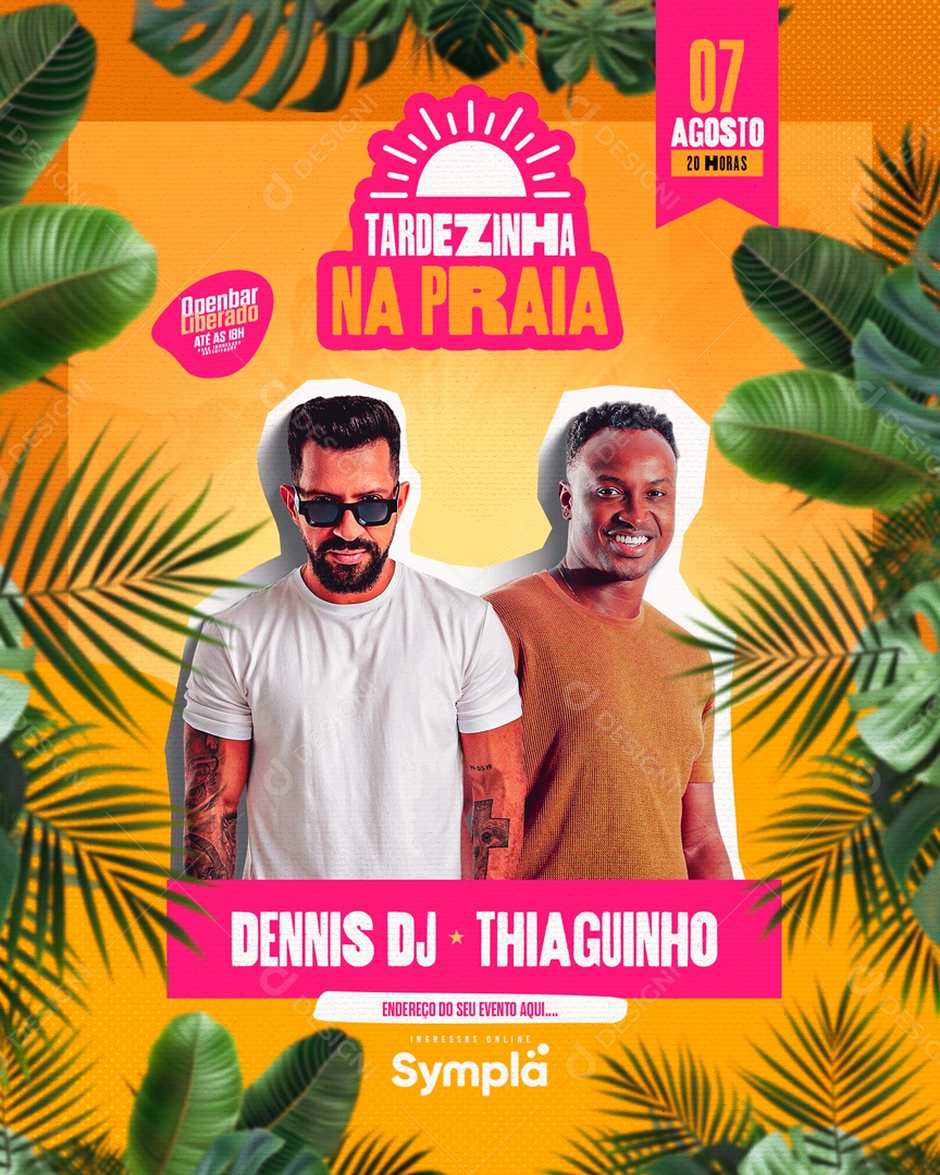 Flyer Tardezinha na Praia Dennis DJ Thiaguinho Social Media PSD Editável