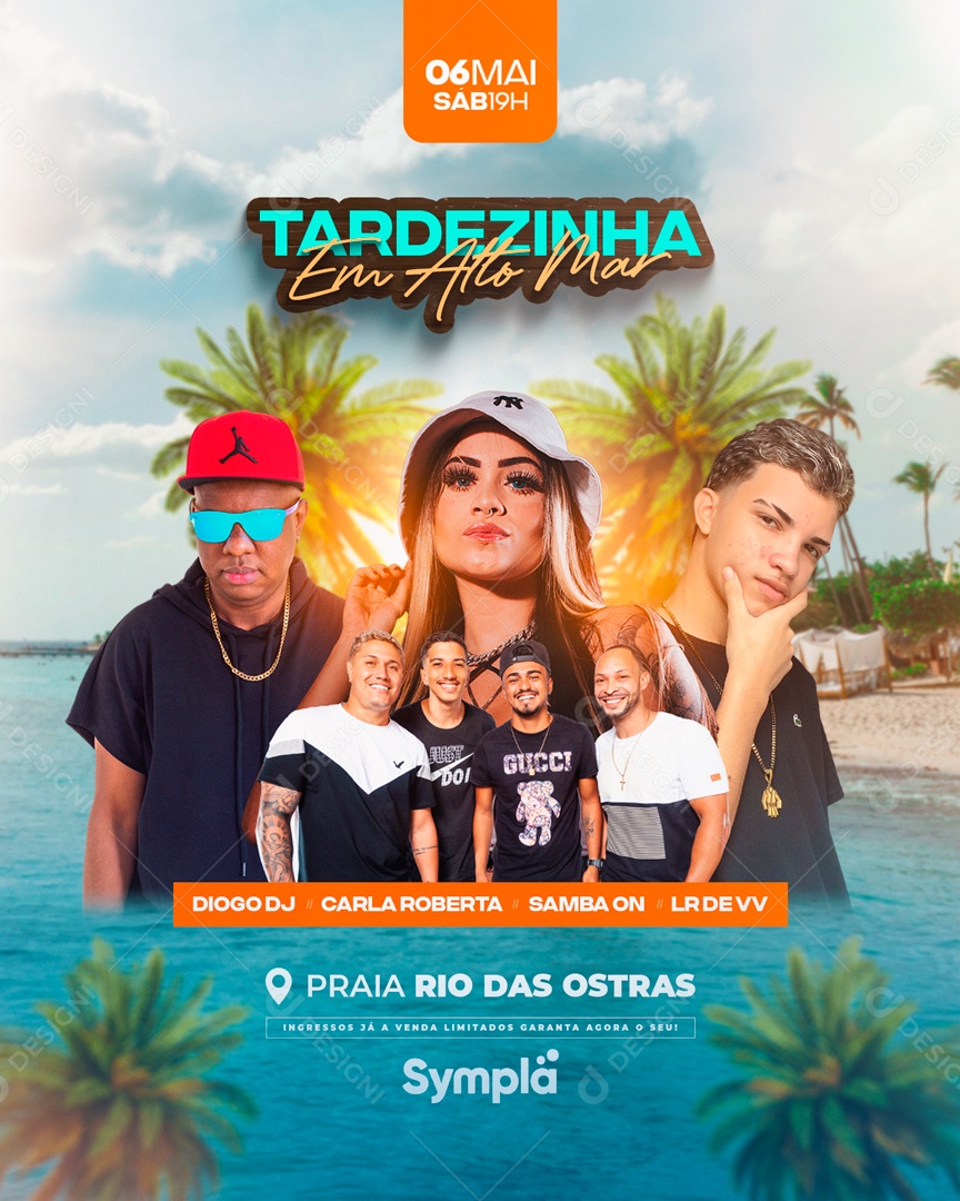 Flyer Tardezinha em Alto Mar Artistas Social Media PSD Editável