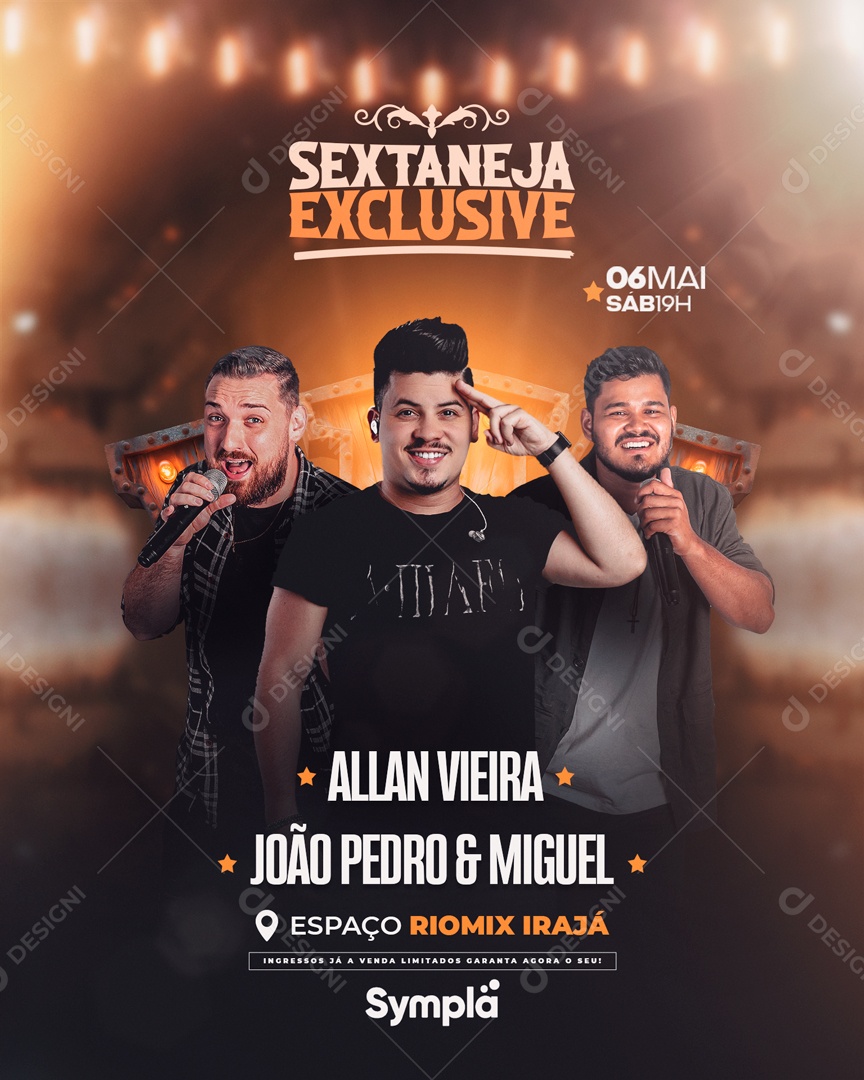 Flyer Sextaneja Exclusive Allan Vieira João Pedro e Miguel Social Media PSD Editável