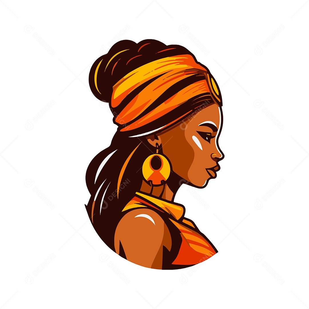 Garota Africana Mascote Ilustração Vetor EPS