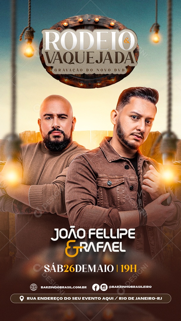 Flyer Story Rodeio Vaquejada JJoão Fellipe e Rafael Social Media PSD Editável