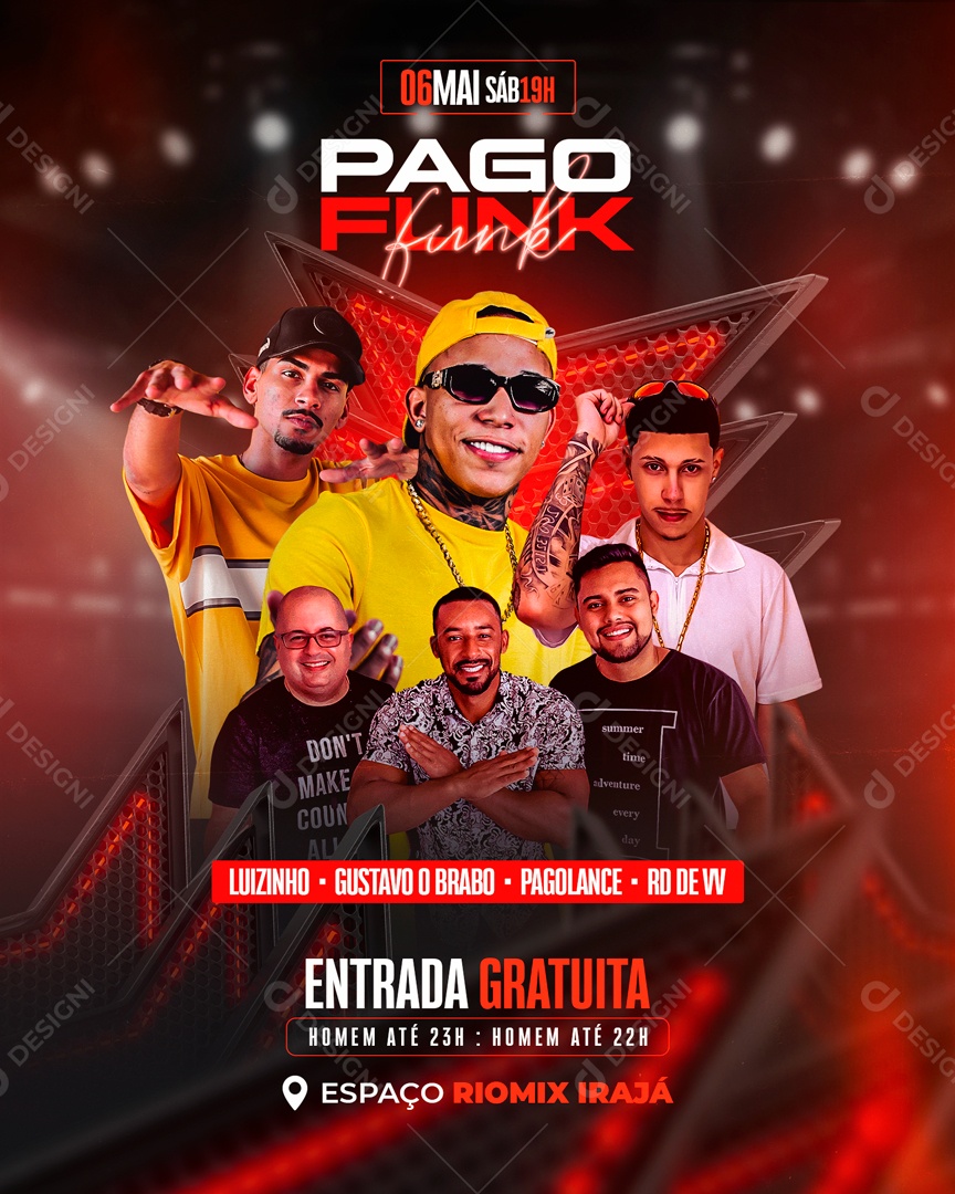 Flyer Story Pagode Funk Artistas Social Media PSD Editável