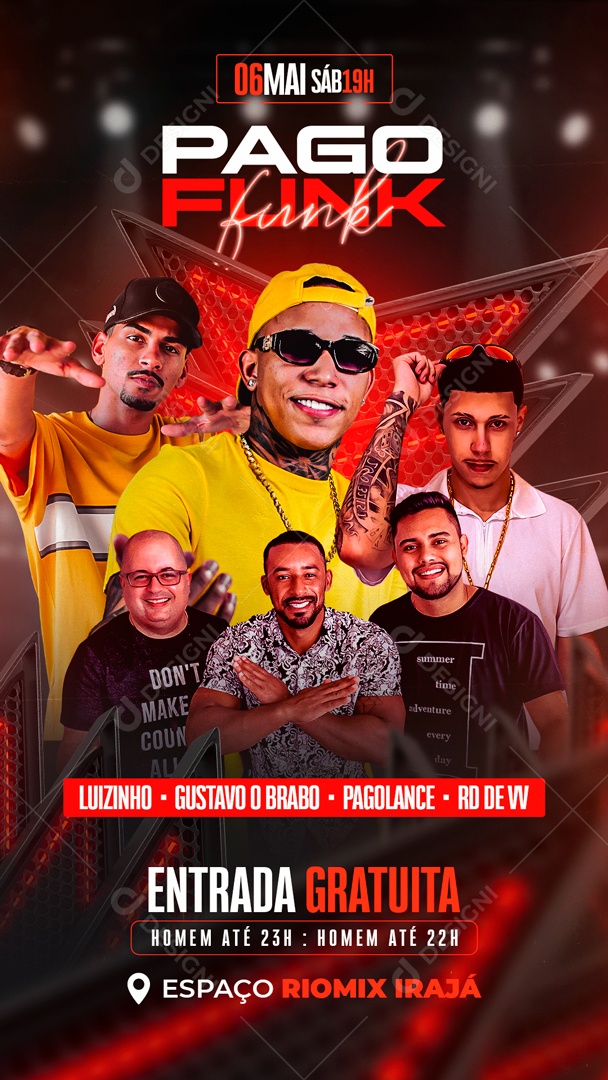Flyer Story Pagode Funk  Artistas Social Media PSD Editável