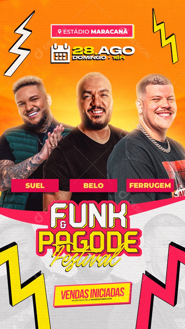 Flyer Story Funk Pagode Suel Belo Ferrugem Social Media PSD Editável