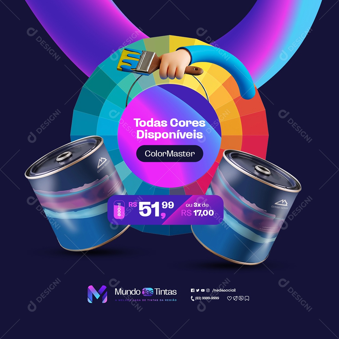 Casa de Tintas Todas Cores Disponíveis Color Master Social Media PSD Editável