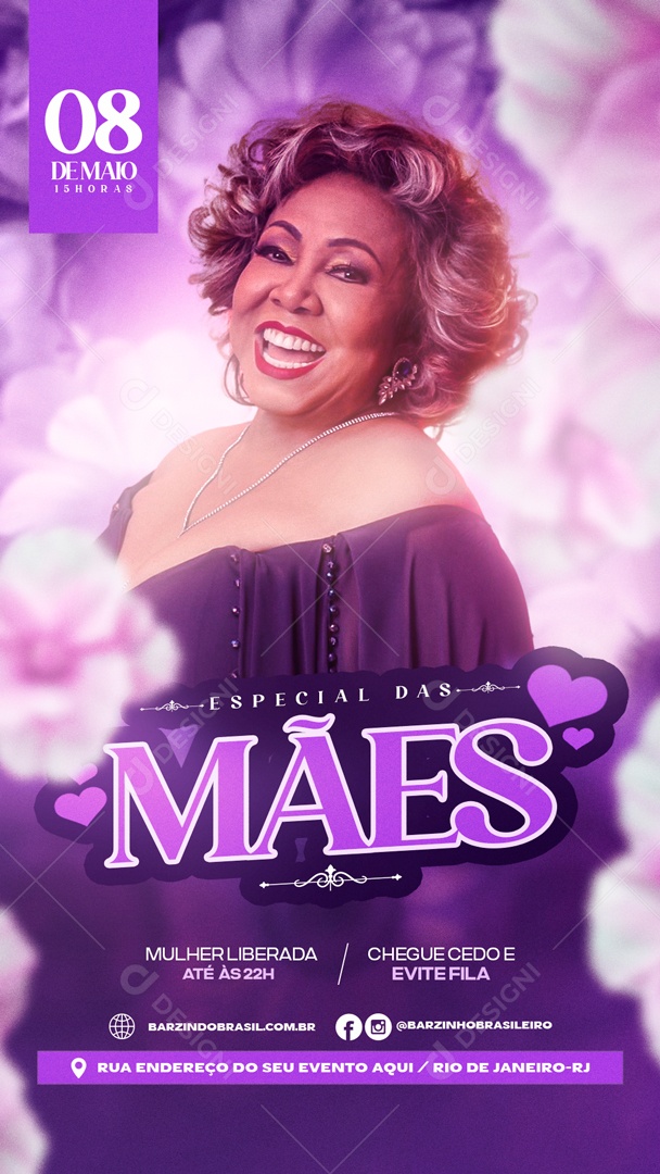 Flyer Story Especial das Mães Alcione Social Media PSD Editável