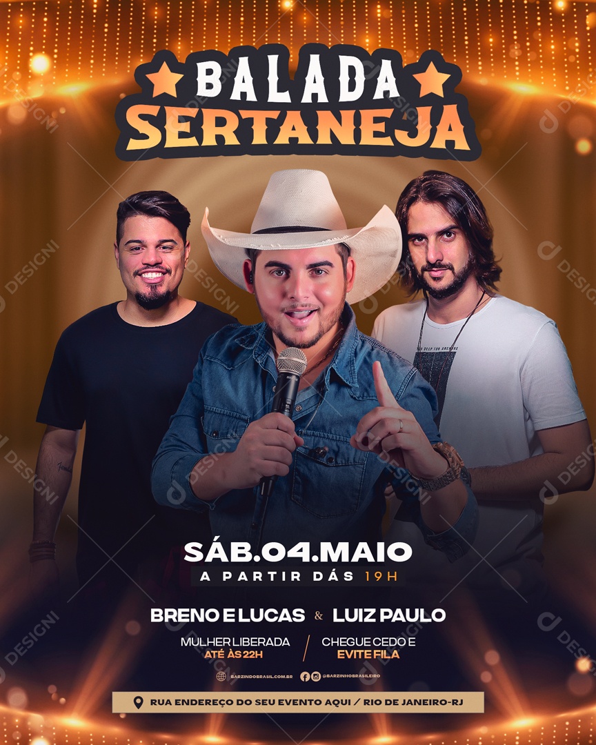 Flyer Balada Sertaneja Artistas Social Media PSD Editável