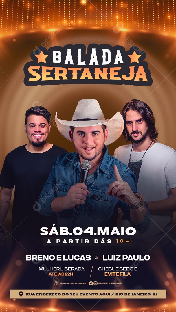 Flyer Story Balada Sertaneja Artistas Social Media PSD Editável