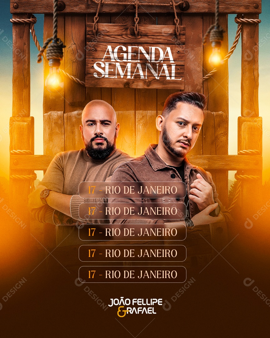 Flyer Agenda Semanal João Fellipe e Rafel Social Media PSD Editável