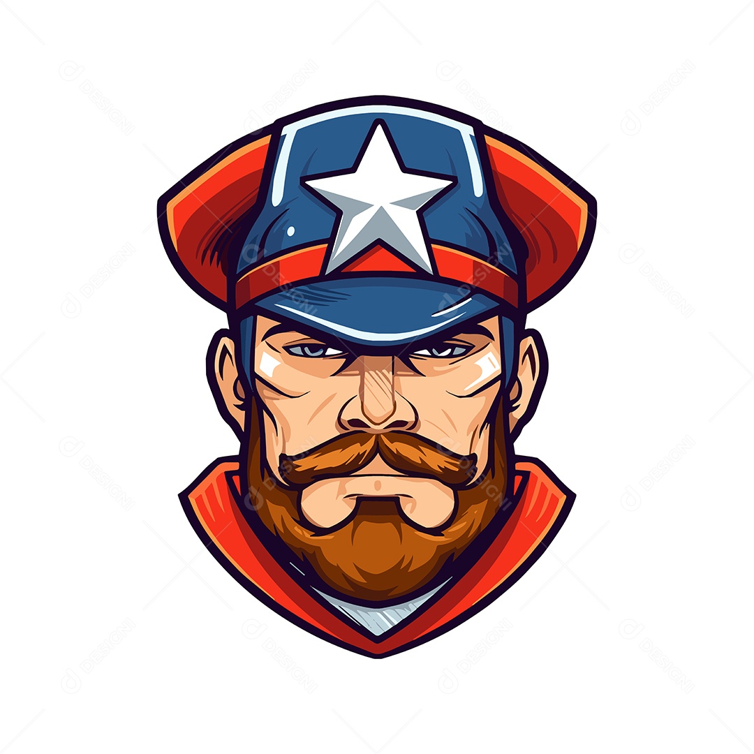 Capitão Mascote Ilustração Vetor EPS