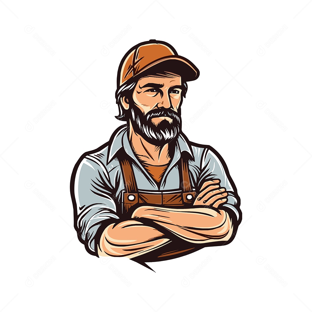 Carpinteiro Mascote Ilustração Vetor EPS