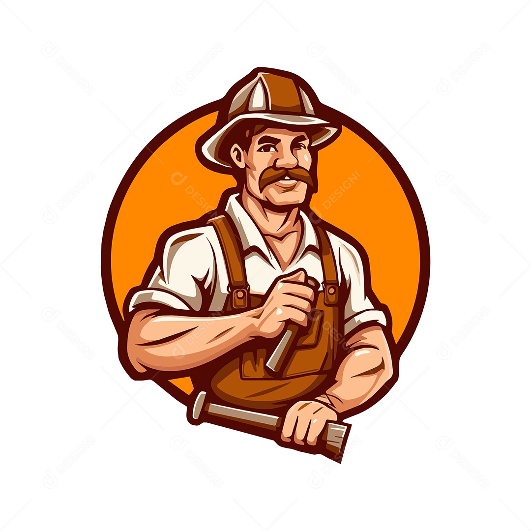 Carpinteiro Mascote Ilustração Vetor EPS