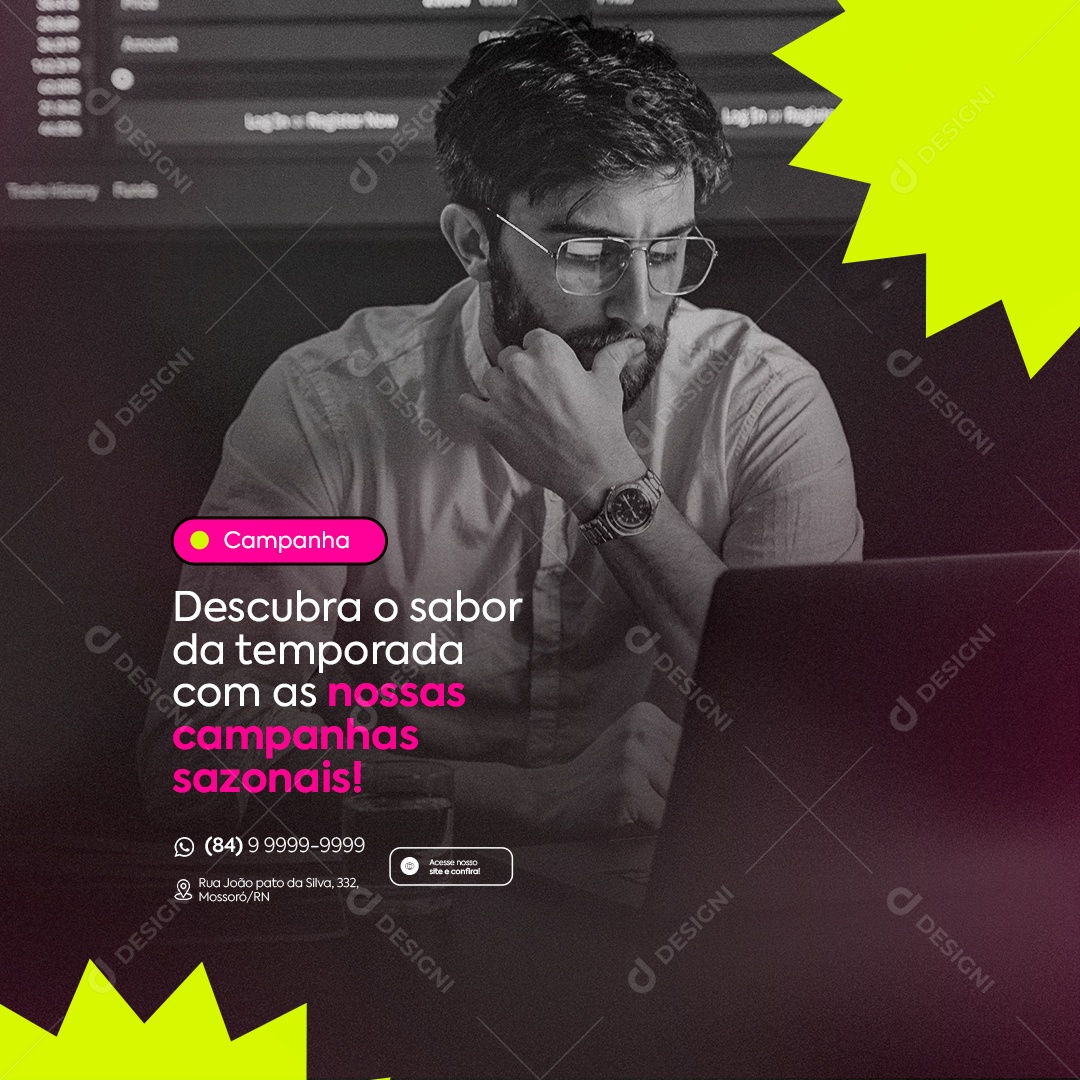 Agência Campanhas Sazonais Descubra o Sabor da Temporada Social Media PSD Editável