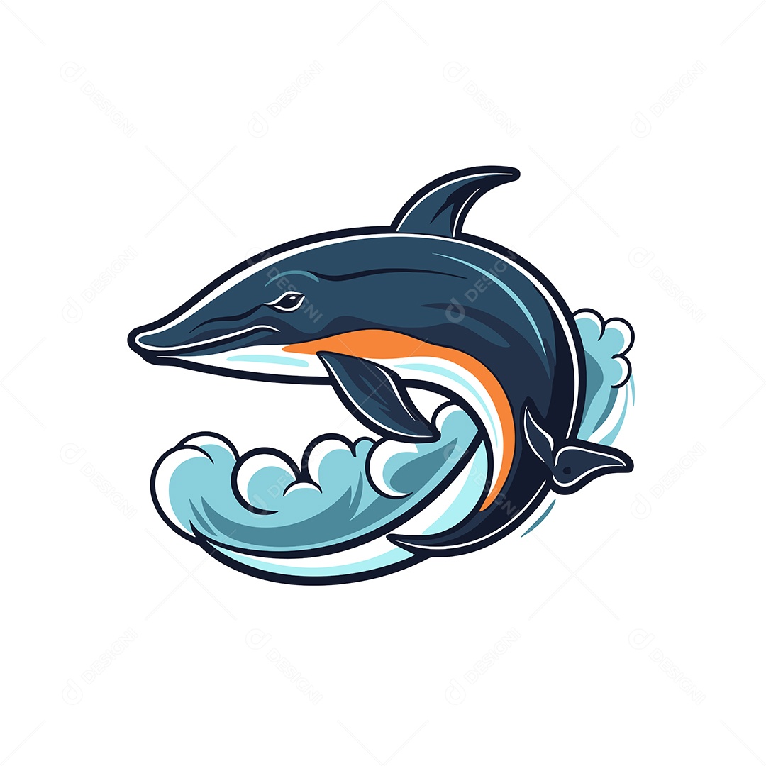 Golfinho Mascote Ilustração Vetor EPS