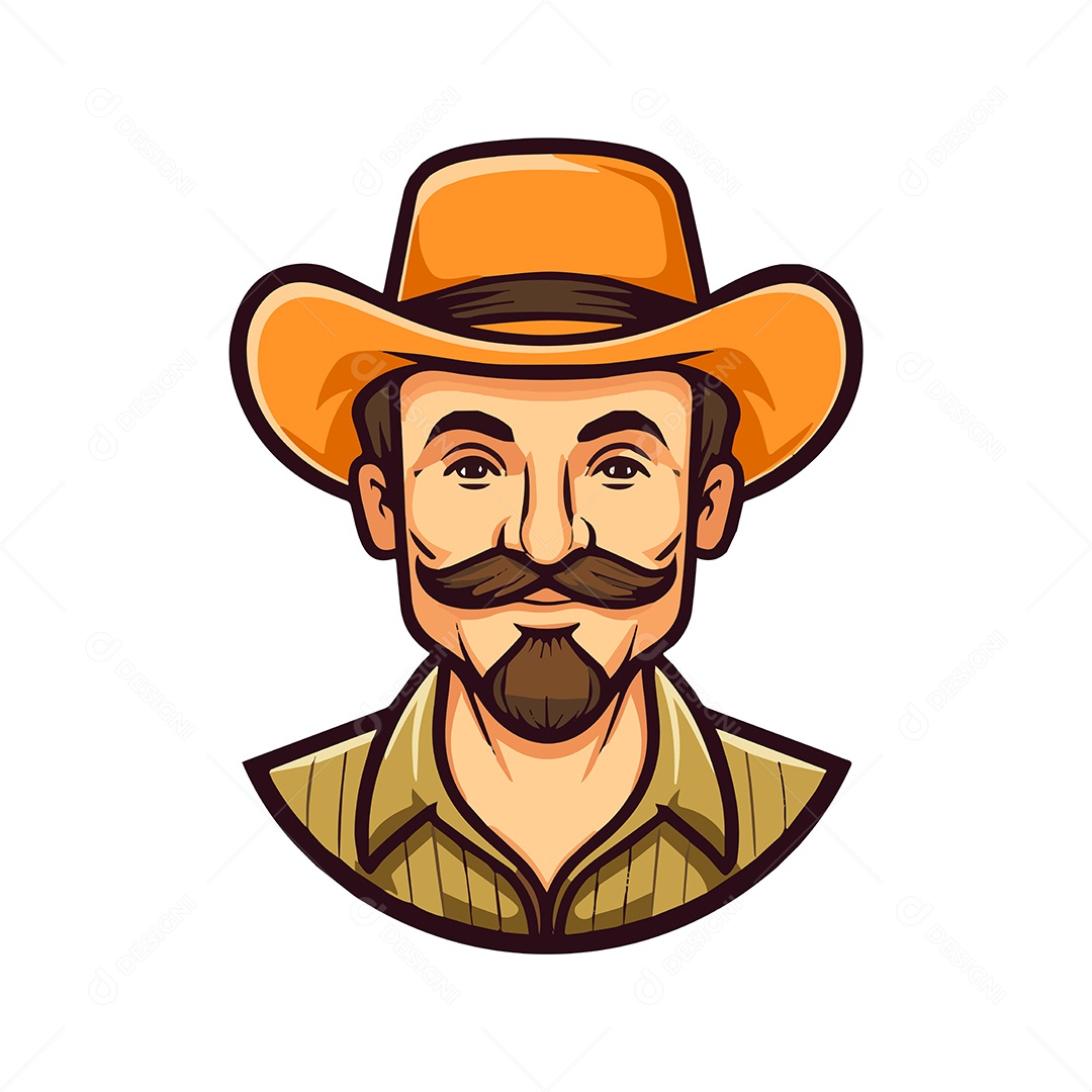 Fazendeiro Mascote Ilustração Vetor EPS