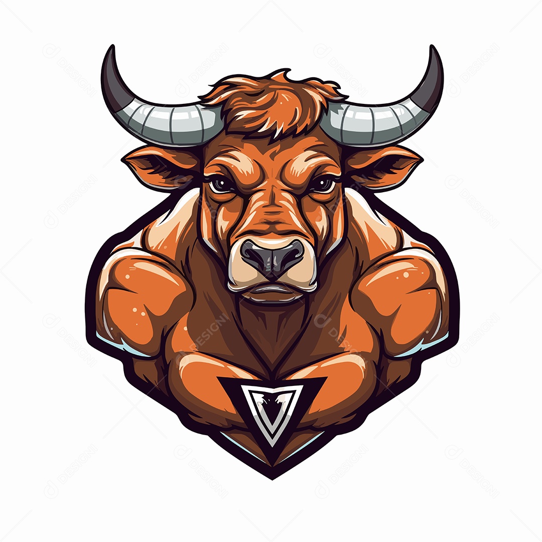 Touro Mascote Ilustração Vetor EPS