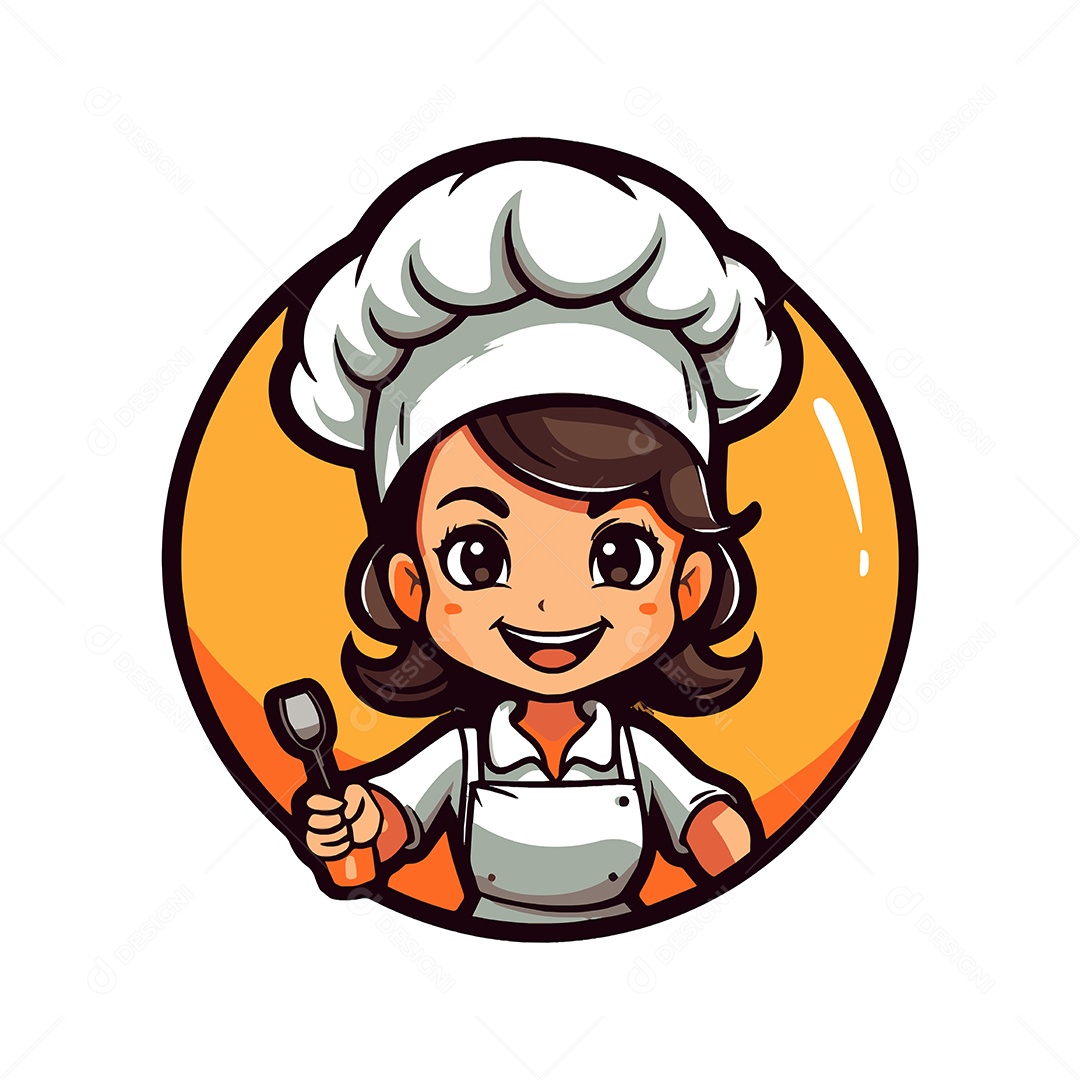 Garota Chefe Mascote Ilustração Vetor EPS