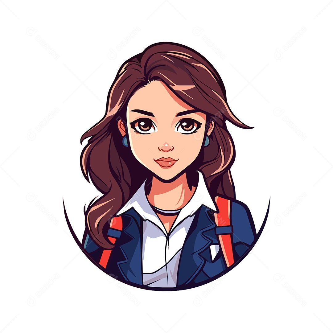 Garota Estudante Ilustração Vetor EPS