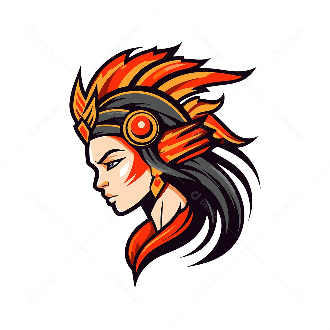 Mulher Guerreira Ilustração Vetor EPS