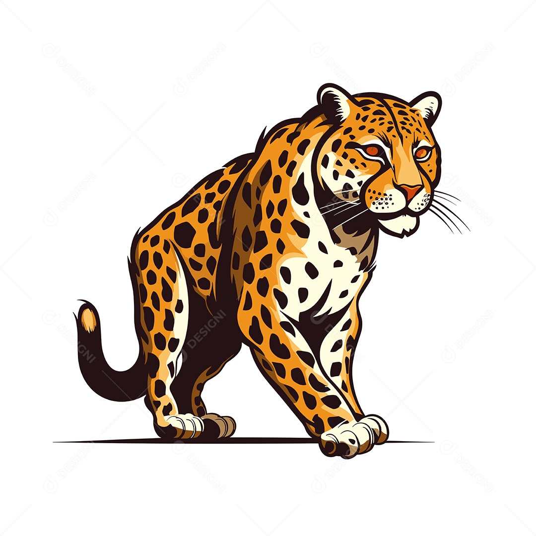 Leopardo Mascote Ilustração Vetor EPS