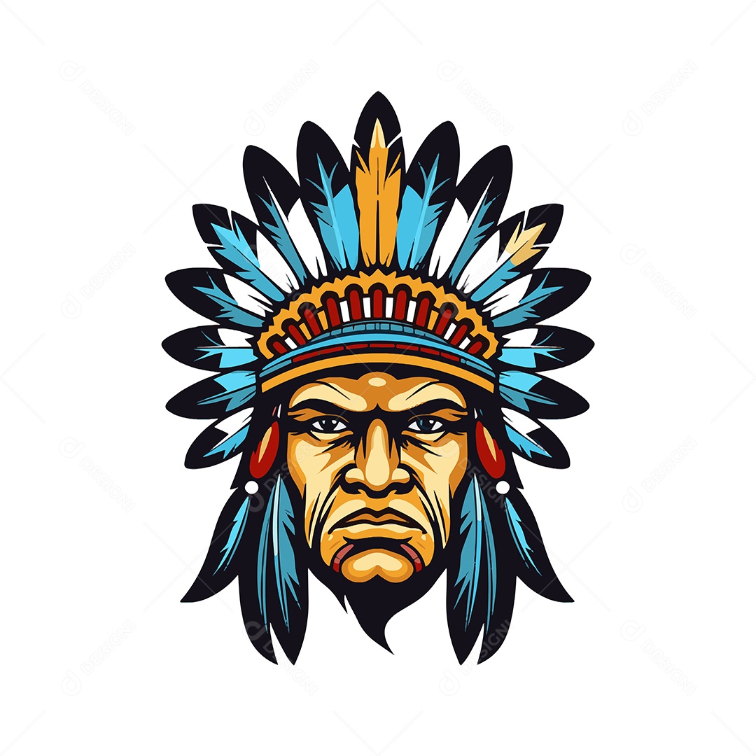 Nativo Americano Mascote Ilustração Vetor EPS
