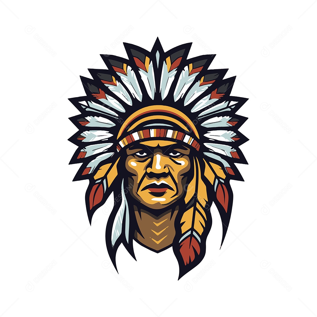Nativo Americano Mascote Ilustração Vetor EPS