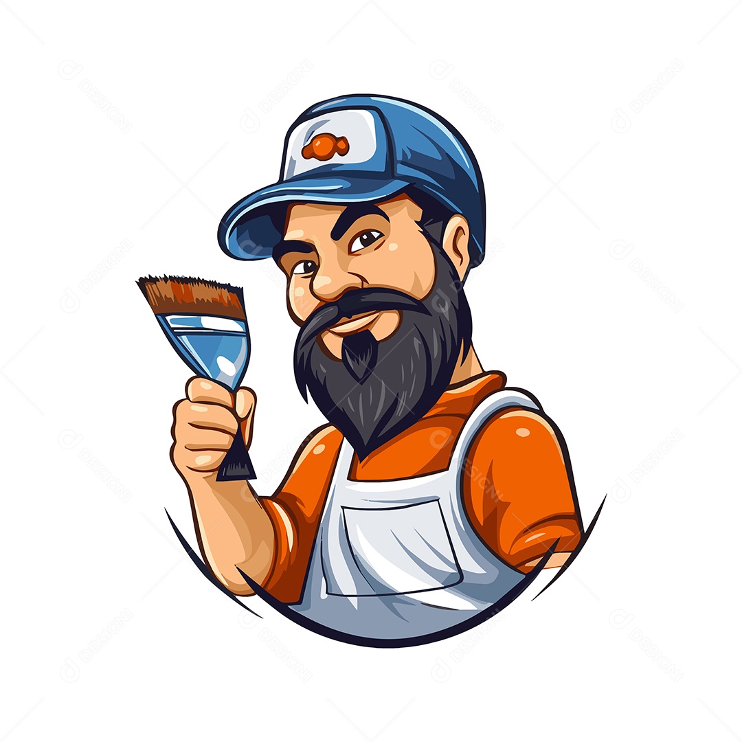 Pintor Mascote Ilustração Vetor EPS
