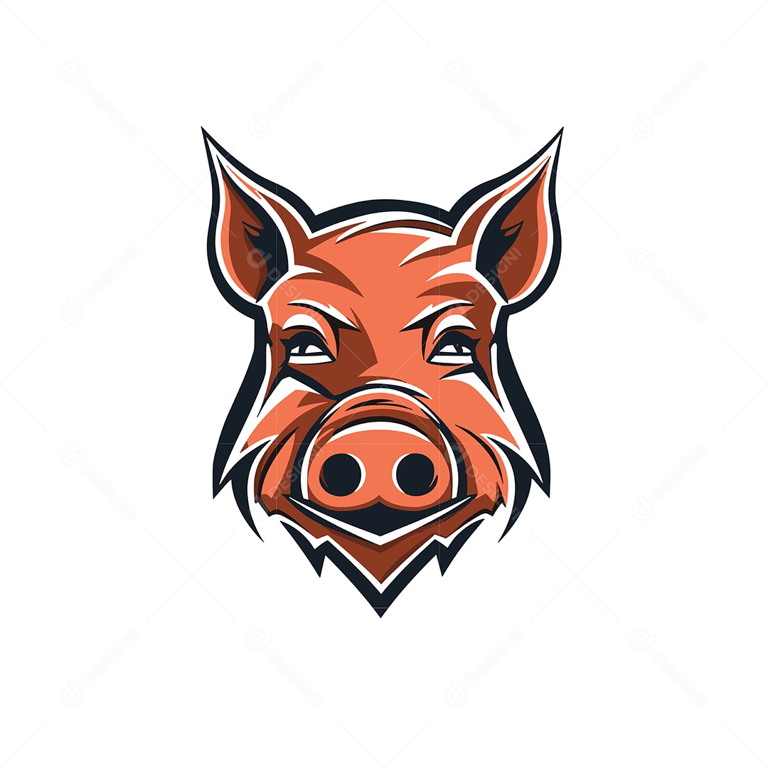 Mascote de Porco Ilustração Vetor EPS