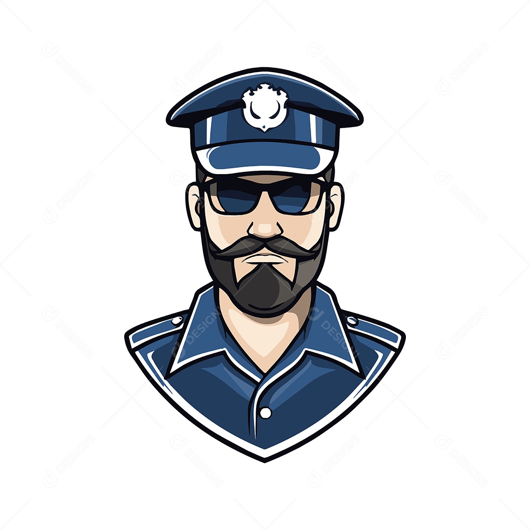 Policial Mascote Ilustração Vetor EPS