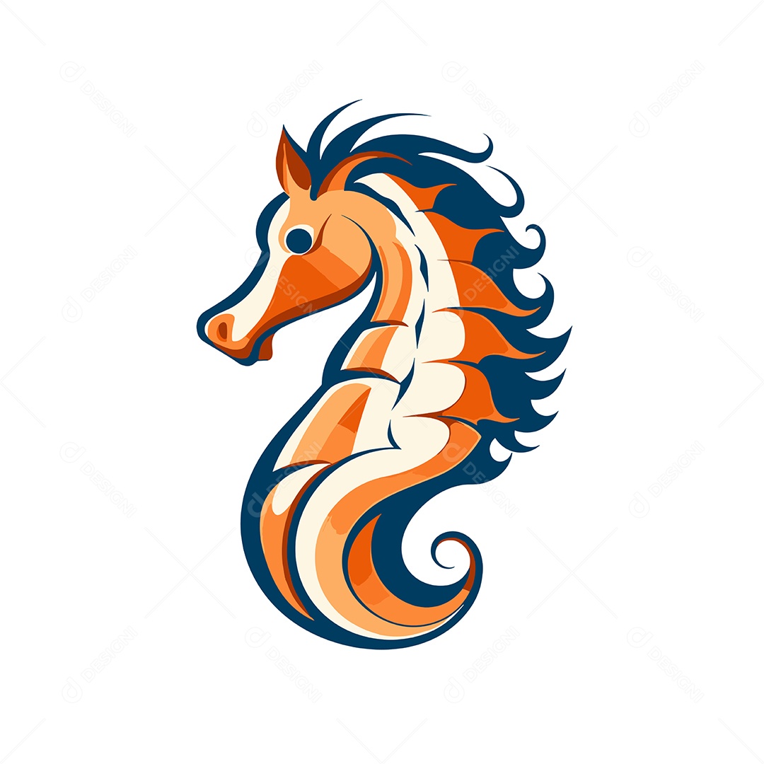 Cavalo Marinho Mascote Ilustração Vetor EPS