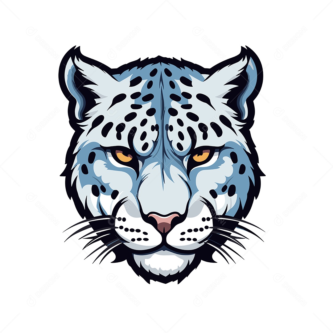 Leopardo de Neve Mascote Ilustração Vetor EPS