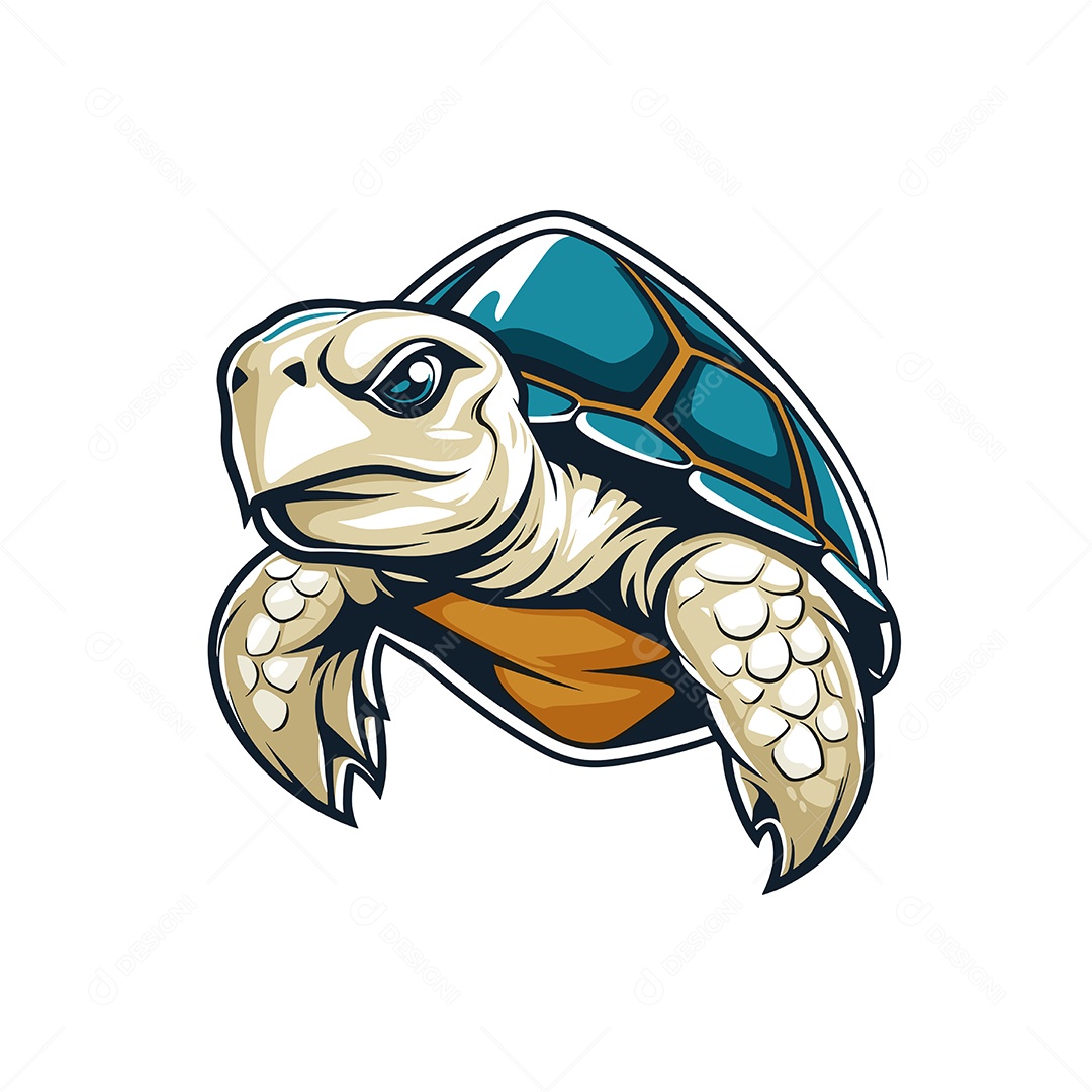 Tartaruga Mascote Ilustrado Vetor EPS