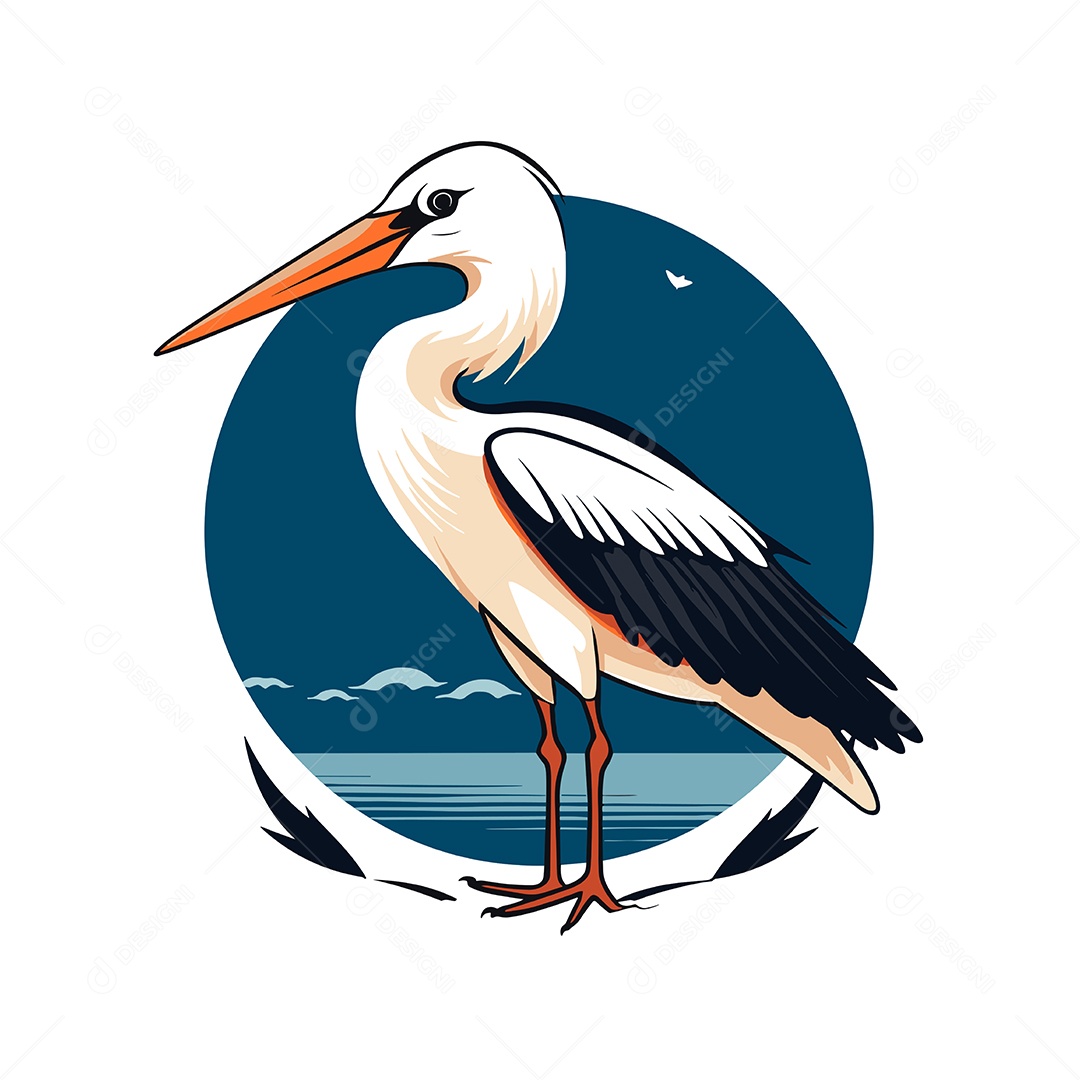 Pássaro Mascote Ilustração Vetor EPS