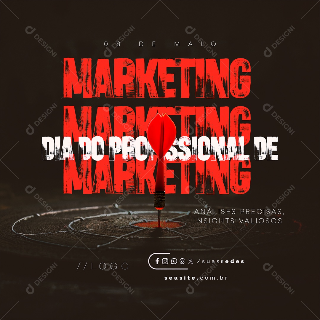 Dia do Profissional de Marketing 08 de Maio Social Media PSD Editável