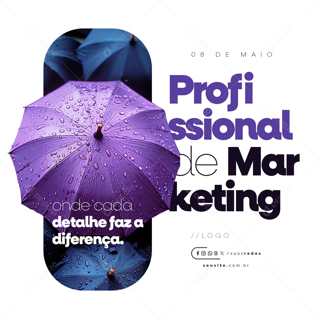 Dia do Profissional de Marketing 08 de Maio Onde Cada Detalhe Social Media PSD Editável