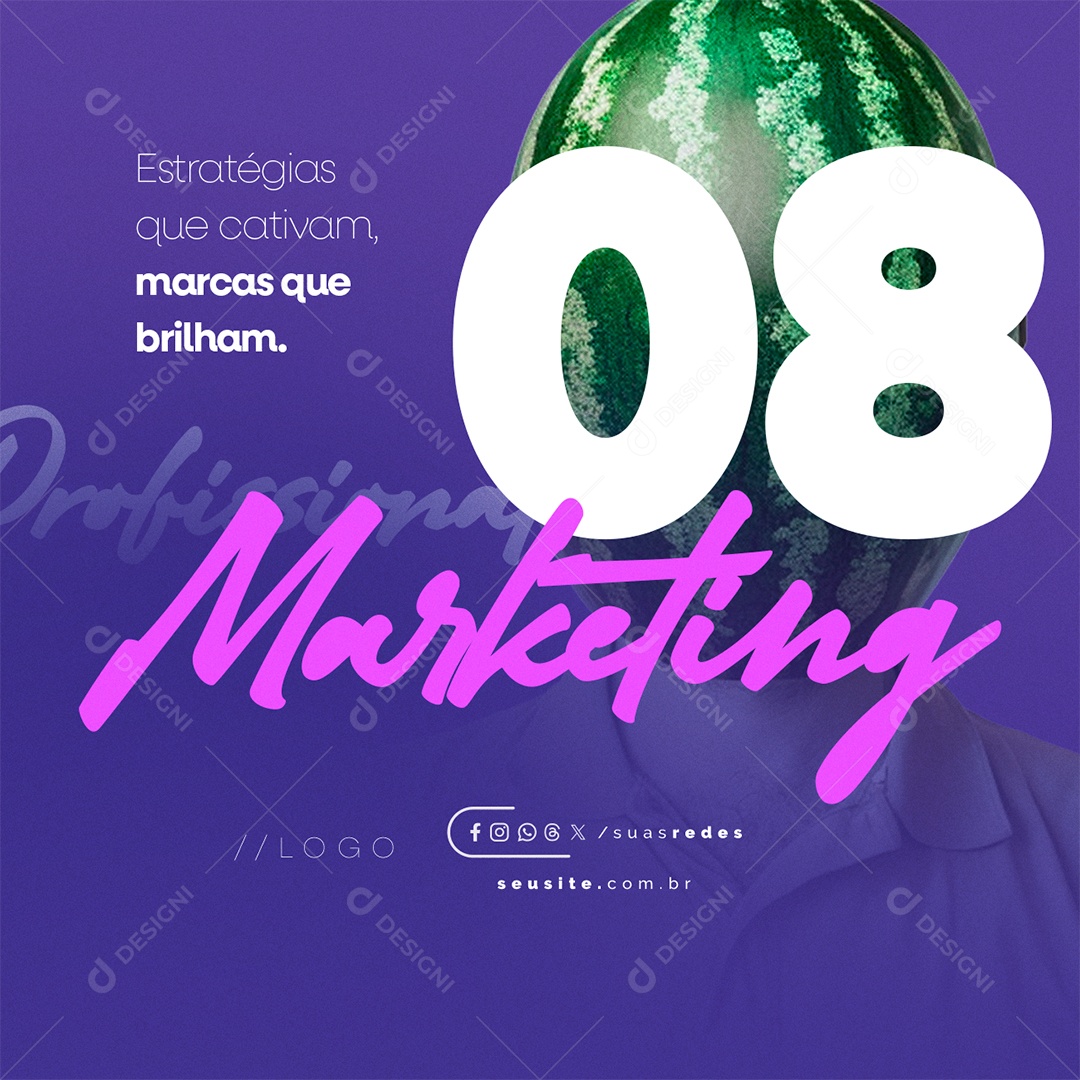 Dia do Profissional de Marketing 08 de Maio Estratégias Social Media PSD Editável