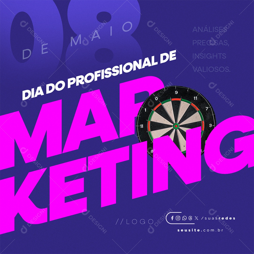 Dia do Profissional de Marketing 08 de Maio Análises Precisas Social Media PSD Editável