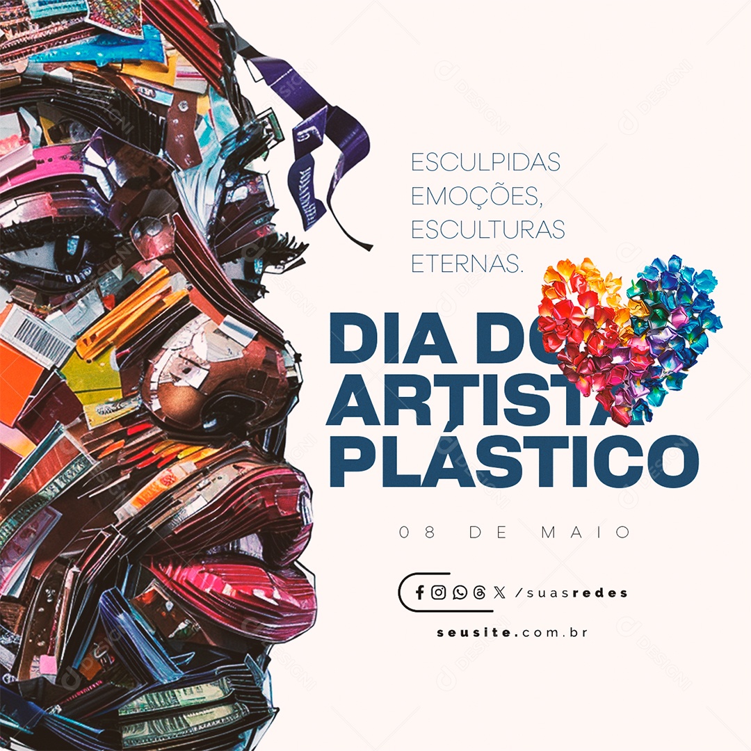 Dia do Artista Plástico 08 de Maio Escupida Emoções Social Media PSD Editável
