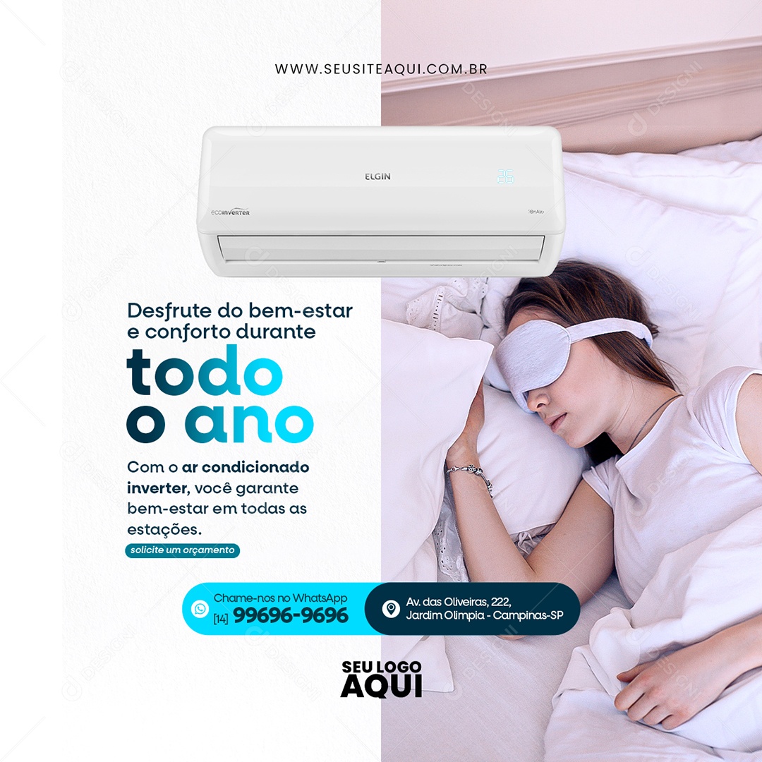 Manutenção de Ar Condicionado Social Media PSD Editável